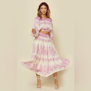 Spell & The Gypsy Set | Coco Lei Boho Lilac Floral Peasant Top + Midi Skirt